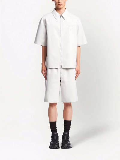 Shop Prada Short-sleeve Shirt Jacket In Weiss