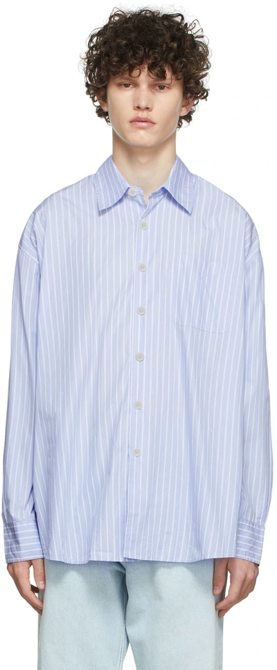 Our Legacy Borrowed Striped Cotton-poplin Shirt In Blue Stripe