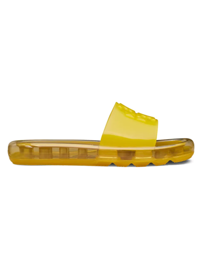 Shop Tory Burch Women's Logo-embossed Bubble Jelly Slides In Bumblebee