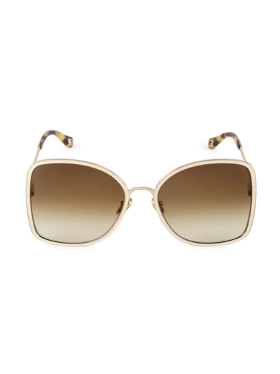 Shop Chloé Women's Vitto 60mm Square Sunglasses In Gold