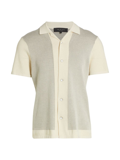 Shop Rag & Bone Men's Harvey Knit Cotton Camp Shirt In Ivory