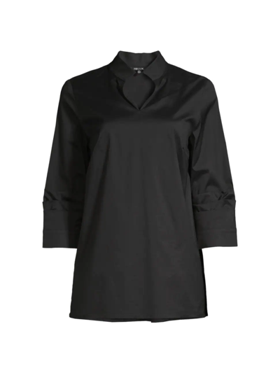 Shop Misook Women's Ruched Sleeve Tunic In Black