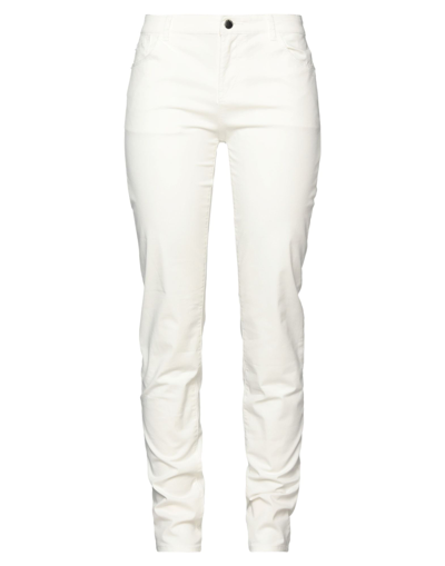 Shop Emporio Armani Woman Pants White Size 28 Cotton, Polyester, Elastane