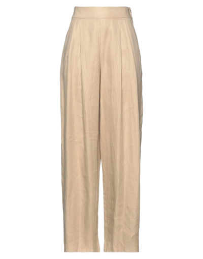 Shop Emporio Armani Woman Pants Sand Size 12 Linen In Beige