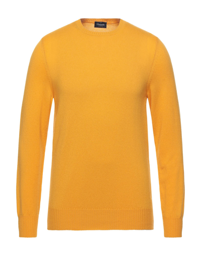 Shop Drumohr Man Sweater Ocher Size 40 Cashmere In Yellow