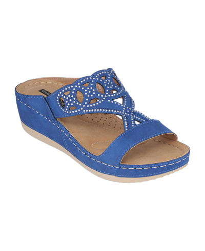 Shop Gc Shoes Women's Ganni Wedge Sandals In Blue