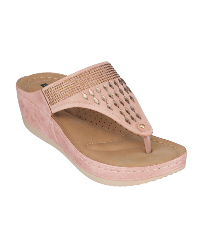 Shop Gc Shoes Women's Kiara Wedge Sandals In Blush