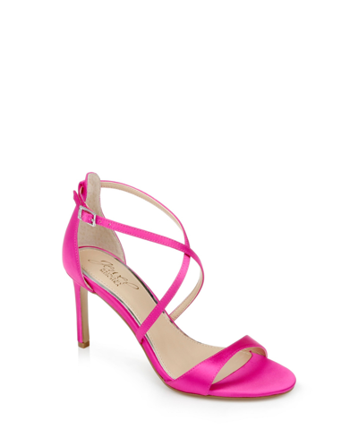 Shop Jewel Badgley Mischka Women's Dimitra Crisscross Strap Stiletto Evening Sandals In Neon Pink Satin