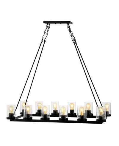 Jonathan Y Athos 12-light Seeded Rustic Farmhouse Linear Led Chandelier In Black