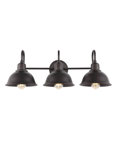 Jonathan Y Frisco 3-light Farmhouse Industrial Iron Shade Vanity In Black