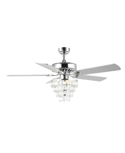 Jonathan Y Mindy 3-light Glam Modern Crystal Shade Led Ceiling Fan With Remote In Silver-tone