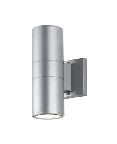Jonathan Y Duo 6in 2-light Cylinder Outdoor Integrated Led Sconce With Uplight In Silver-tone