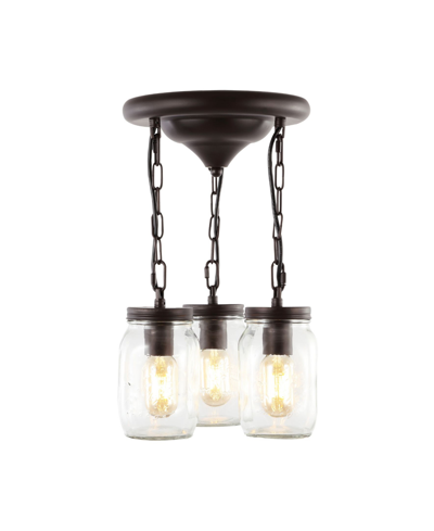 Jonathan Y Gaines 11in 3-light Mason Jar Led Semi Flush Mount In Black