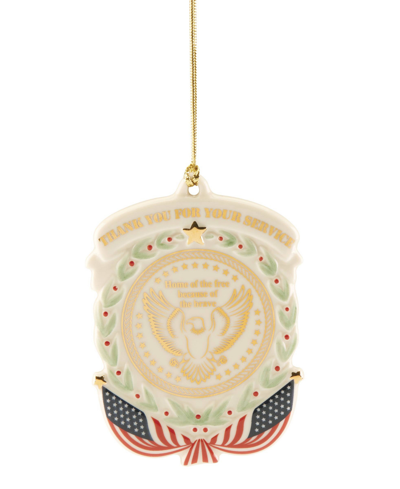 Lenox Thank You For Your Service Ornament In Ivory With Enamel Coloring And Gold Acce