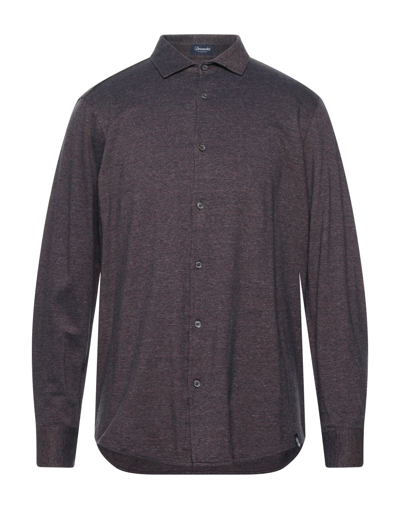 Shop Drumohr Man Shirt Dark Purple Size S Cotton