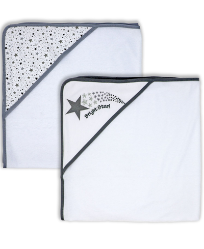 Shop Tendertyme Baby Boys And Girls Star Hooded Towel, 2 Piece Set In White And Gray