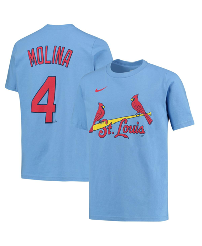 Shop Nike Boys Youth  Yadier Molina Light Blue St. Louis Cardinals Player Name And Number T-shirt