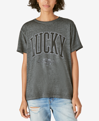 Shop Lucky Brand Women's Lucky Los Angeles Graphic T-shirt In Anthracite