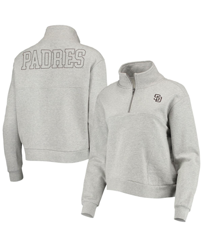 Shop The Wild Collective Women's  Gray San Diego Padres Two-hit Quarter-zip Pullover Top