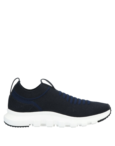 Z Zegna Blue Leather Triple Stitch Sneakers | ModeSens