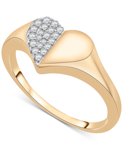 Shop Wrapped Diamond Half Heart Cluster Ring (1/10 Ct. T.w.) In 14k Gold, Created For Macy's In Yellow Gold