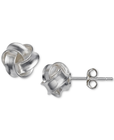 Shop Giani Bernini Polished Love Knot Stud Earrings In Sterling Silver, Created For Macy's