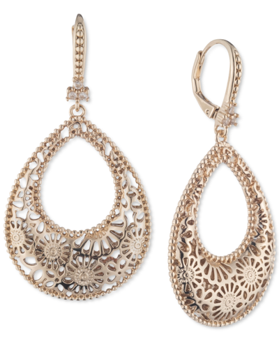 Shop Marchesa Gold-tone Domed Open Filigree Drop Earrings