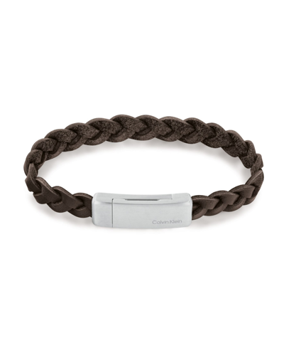 Shop Calvin Klein Men's Brown Leather Bracelet