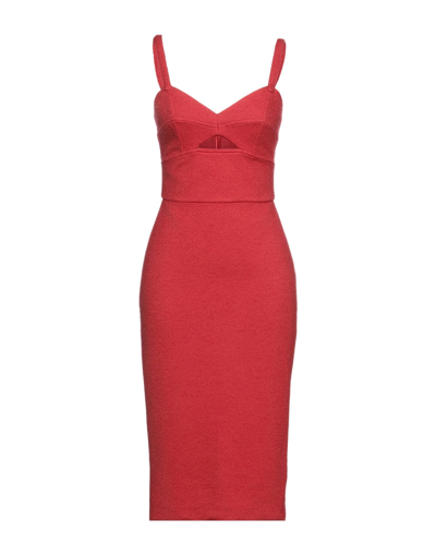 Shop Ermanno Scervino Woman Midi Dress Red Size 4 Wool, Silk, Cashmere