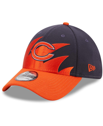 Shop New Era Men's Navy And Orange Chicago Bears Surge 39thirty Flex Hat In Navy/orange