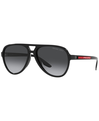 Shop Prada Men's Polarized Sunglasses, 59 In Black