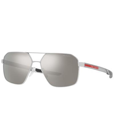 Shop Prada Men's Sunglasses, 60 In Silver-tone