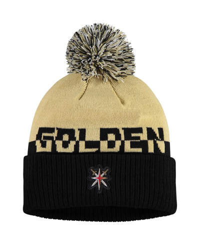 Shop Adidas Originals Men's Gold, Black Vegas Golden Knights Cold. Rdy Cuffed Knit Hat With Pom In Gold/black