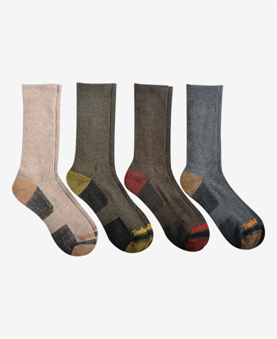 Shop Timberland Men's Crew Socks, Pack Of 4 In Brown