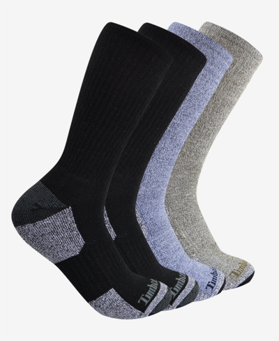 Shop Timberland Men's Crew Socks, Pack Of 4 In Black