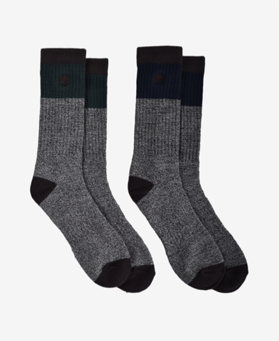 Shop Timberland Men's Colorblock Crew Socks, Pack Of 2 In Multi