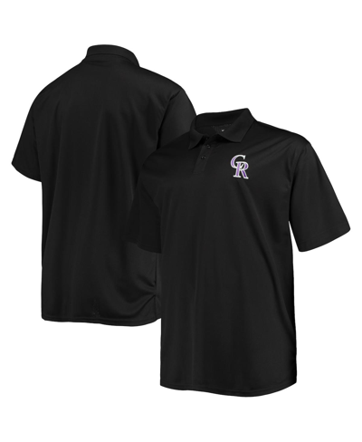 Shop Fanatics Men's  Branded Black Colorado Rockies Big Tall Solid Birdseye Polo Shirt