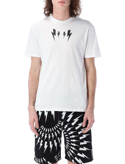Shop Neil Barrett Mirrored Bolt T-shirt In White