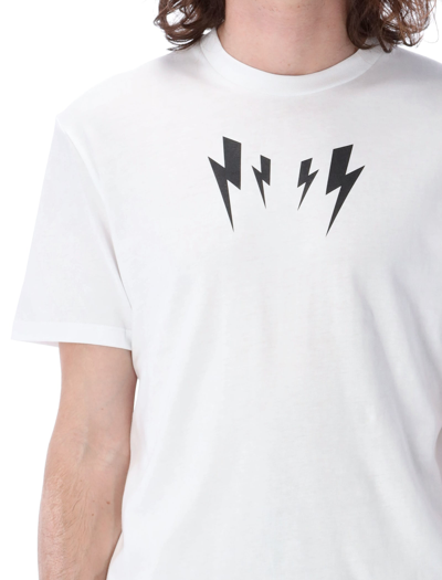 Shop Neil Barrett Mirrored Bolt T-shirt In White