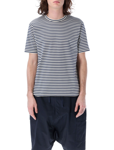 Shop Junya Watanabe Striped T-shirt In Off White Blue