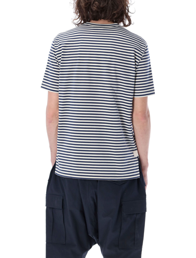Shop Junya Watanabe Striped T-shirt In Off White Blue