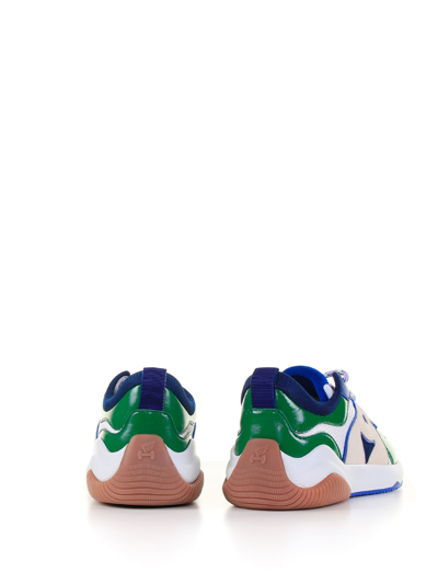 Shop Hogan H597 Sneakers In Patent Leather In Bianco Verde