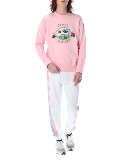 Shop Casablanca Okinawa Embroidered Sweatshirt In Pink Casa Okinawa