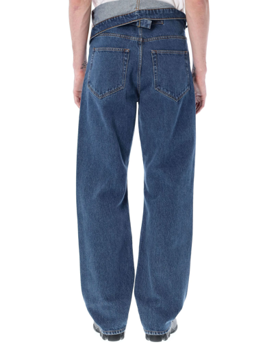 Shop Y/project Classic Asymmetric Waist Jeans In Navy