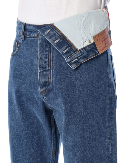 Shop Y/project Classic Asymmetric Waist Jeans In Navy