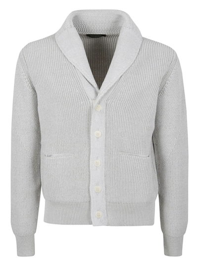 Shop Ermenegildo Zegna Rib Knit Buttoned Cardigan In Grey