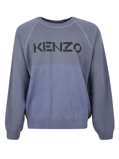 Shop Kenzo Logo Garment Dye Jumper In Glacier