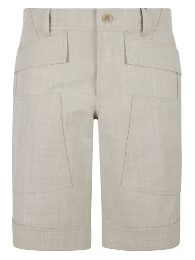 Shop Burberry Multi Patched Pocket Shorts In Light Beige Mélange