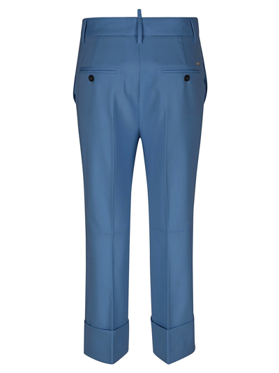 Shop Dsquared2 Cuffed Bell Bottom Trousers In Light Blue