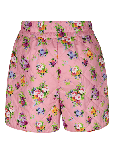 Shop Msgm Quilted Printed Shorts In Pink